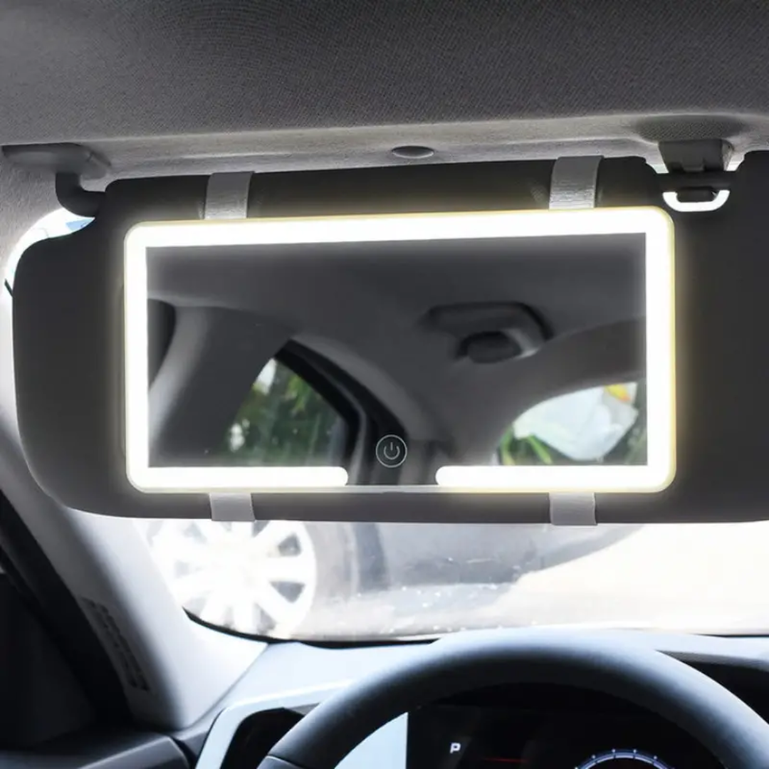 Espejo de maquillaje para carro con luces