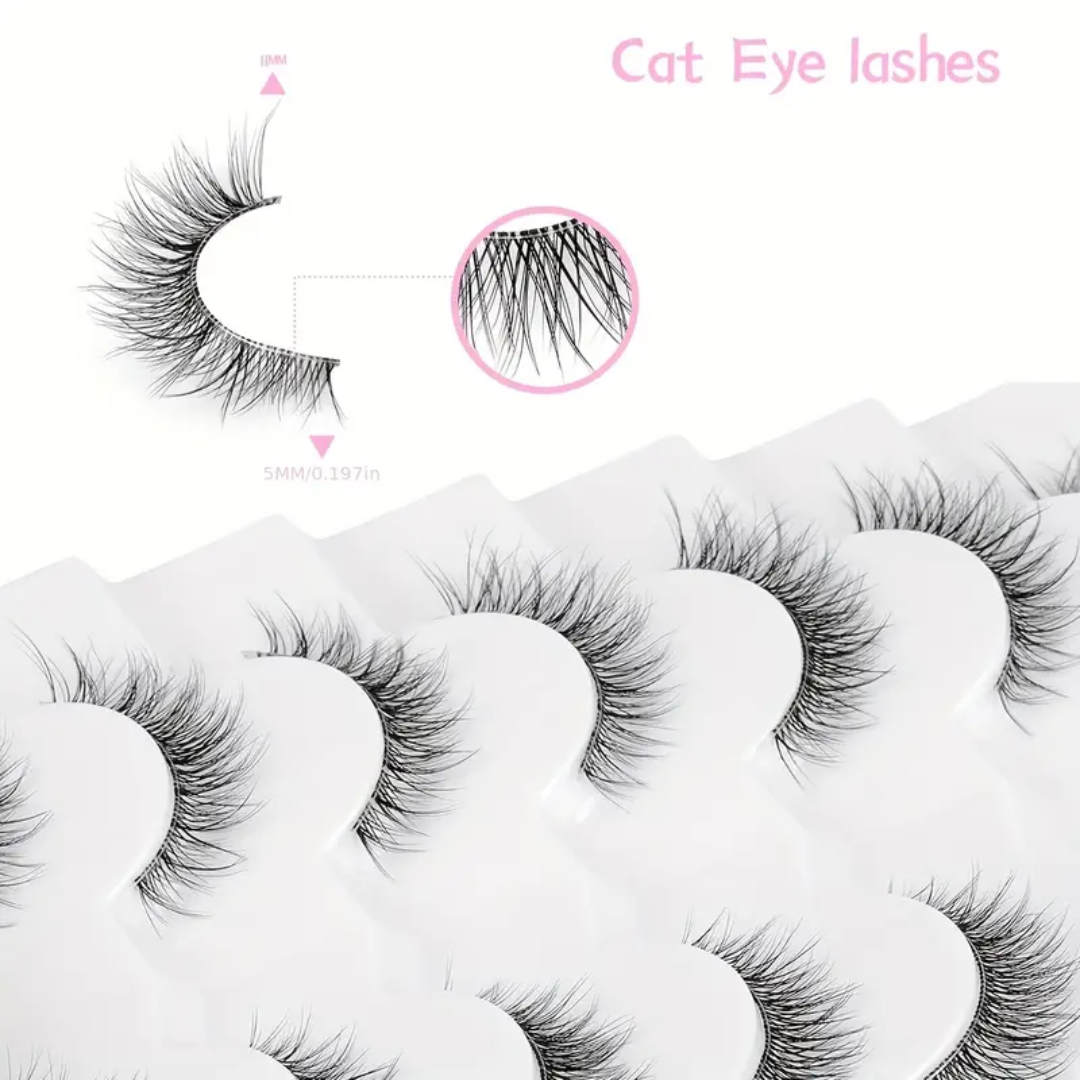 7 Pares de pestañas postizas cortas, pestañas tenues de aspecto natural