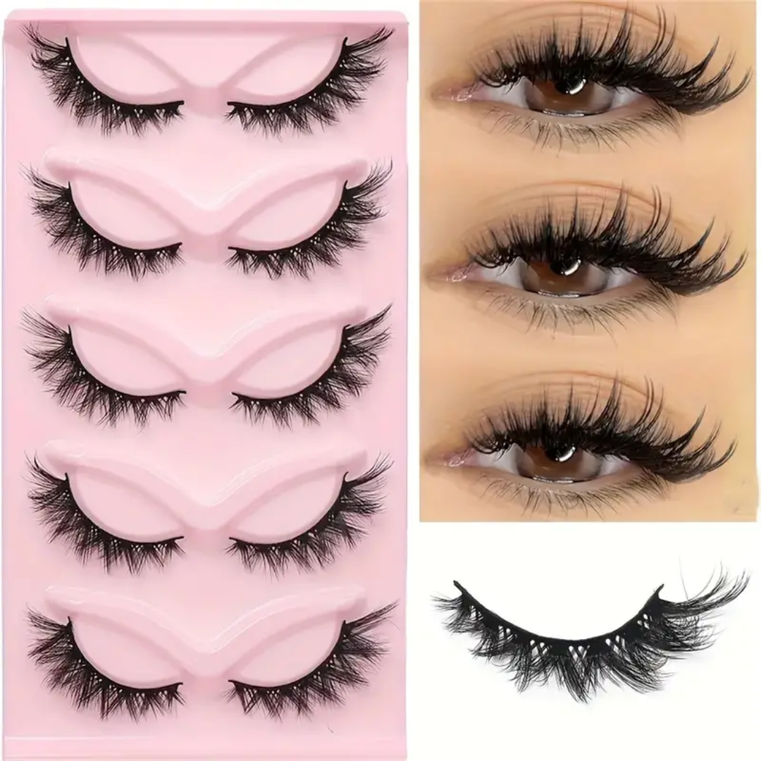 5 Pares de lujosas pestañas postizas de ojo de gato - Modelo Lha011