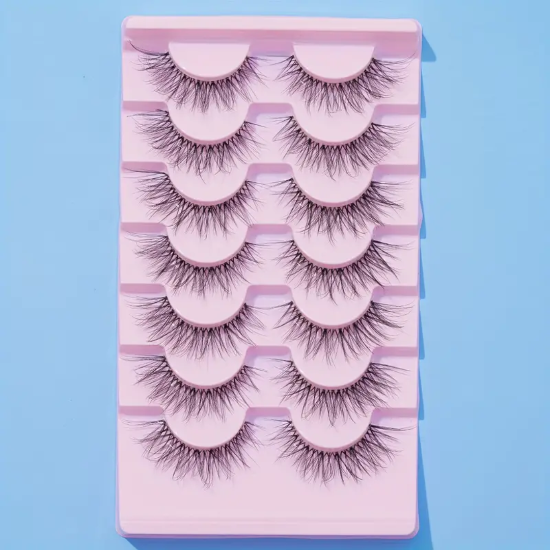 7 Pares de pestañas postizas tenues con diseño entrecruzado