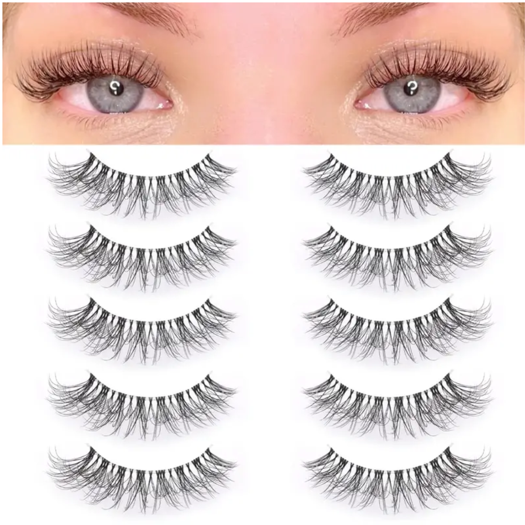 5 Pares de pestañas de ojo de gato con aspecto natural y tenues