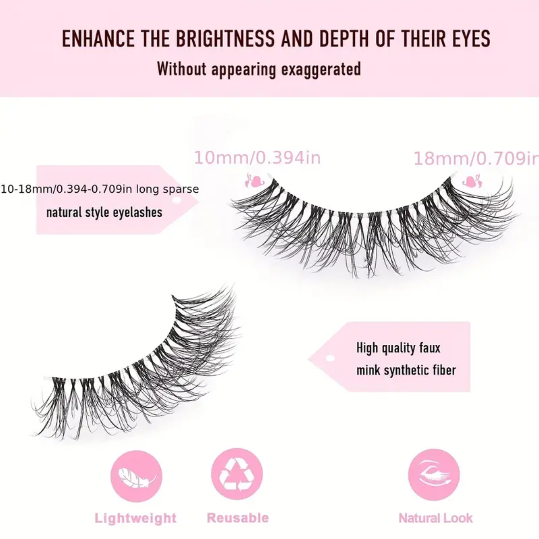 5 Pares de pestañas de ojo de gato con aspecto natural y tenues