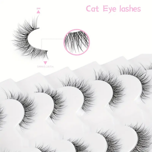 7 Pares de pestañas postizas cortas, pestañas tenues de aspecto natural
