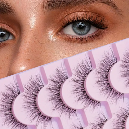 7 Pares de pestañas postizas tenues con diseño entrecruzado