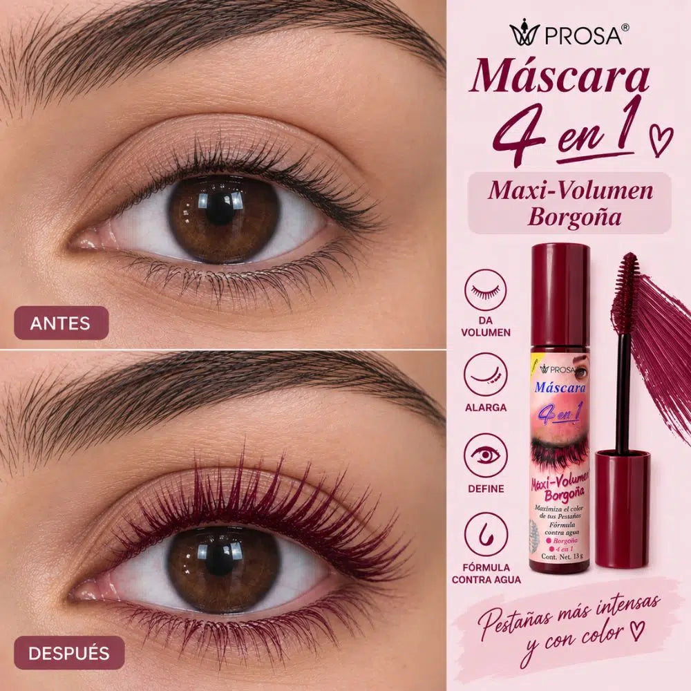 Mascara de Pestañas color Borgoña - Maxi Volumen -  Prosa