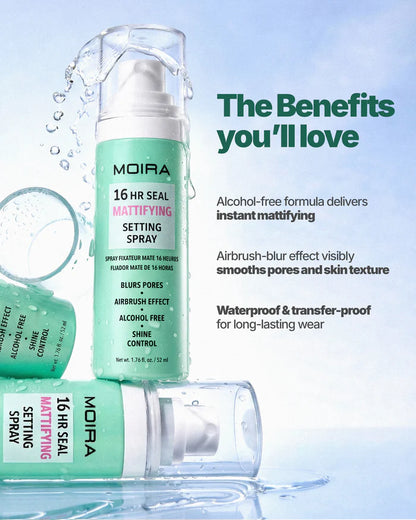 Spray fijador matificante - 16HR Seal Mattifying Setting Spray Moira